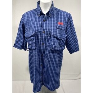 Woolrich Shirt Mens Medium Plaid Fishing Outdoor Button Up